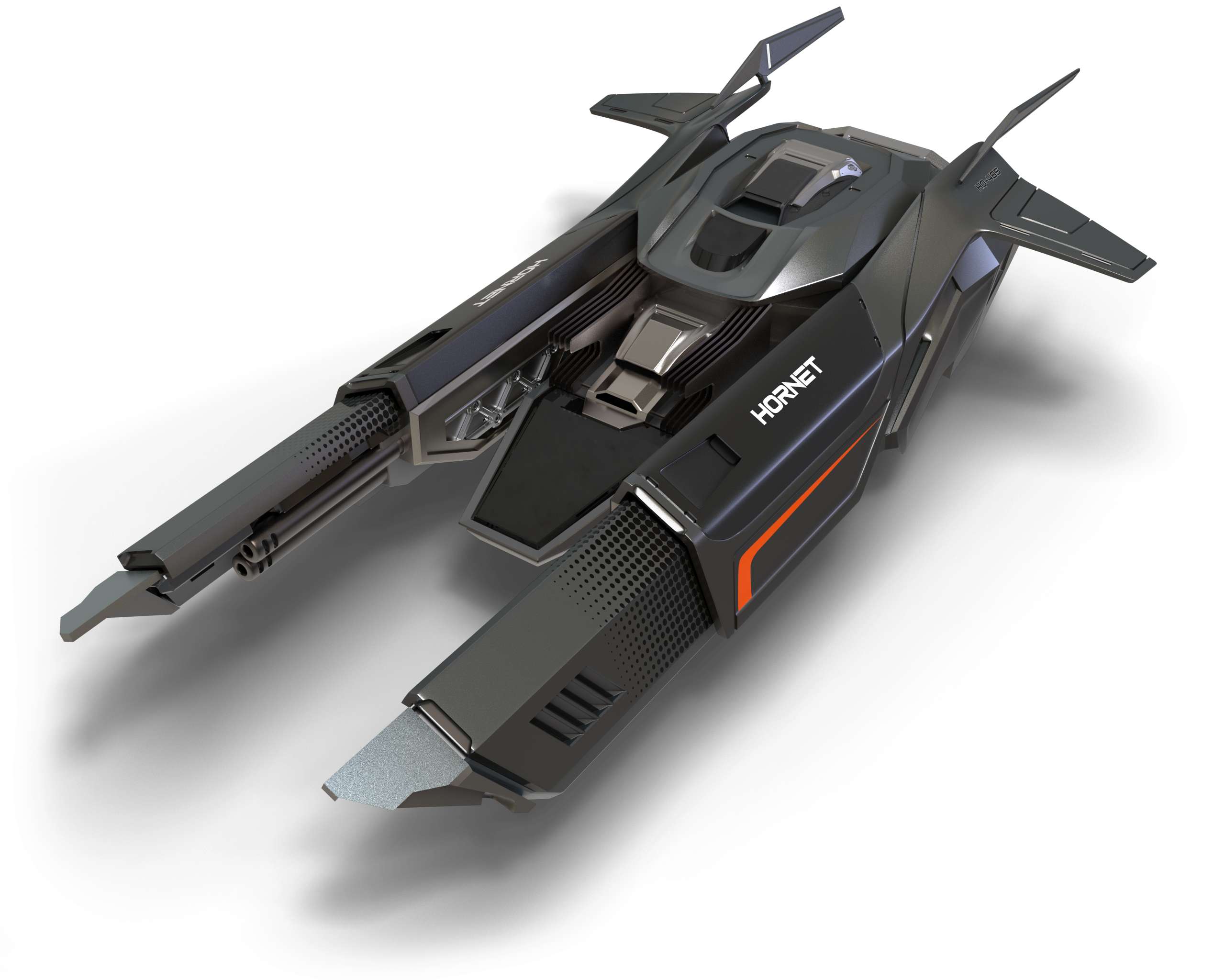 Hornet class ship flying through space